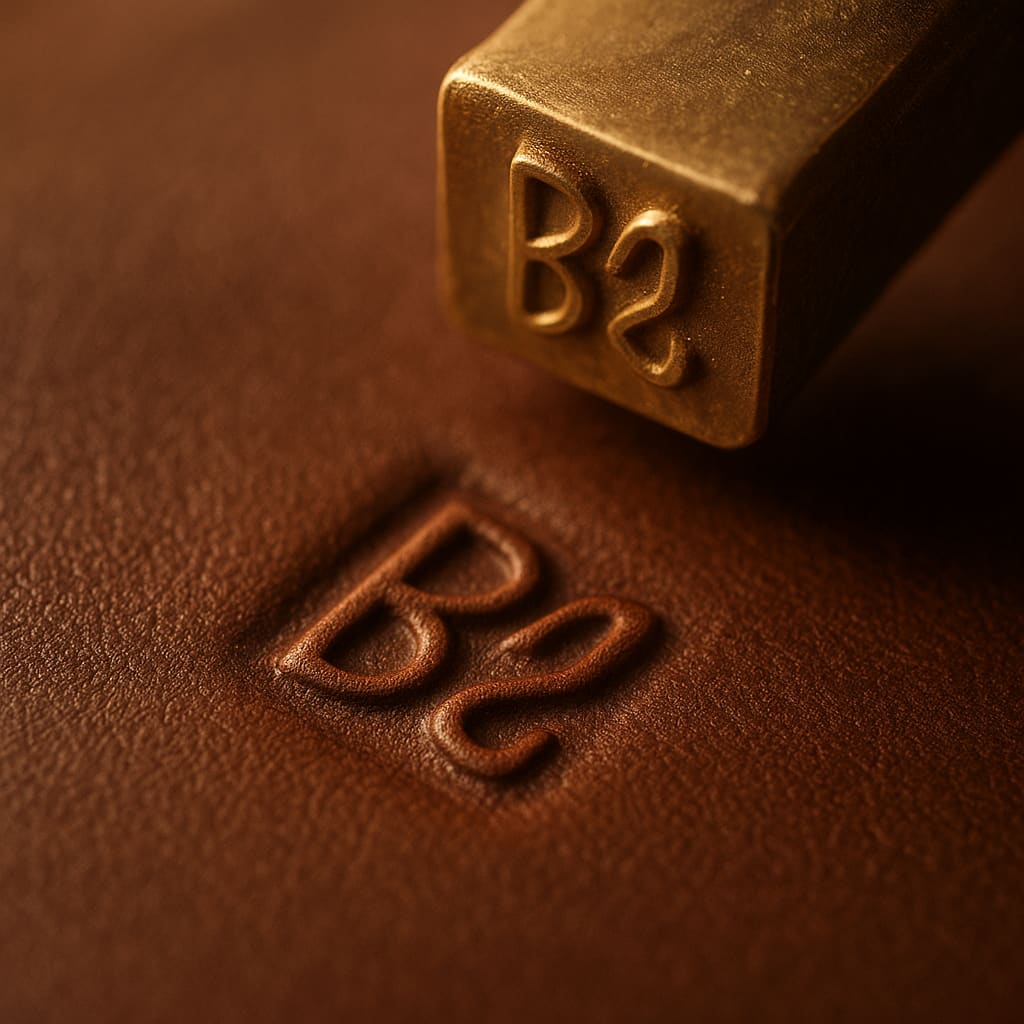 Monogrammprägung auf Leder
